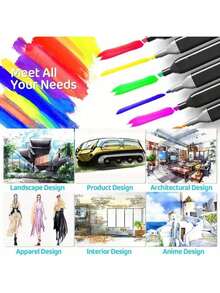 12/24/36/40/72/120 Colors Alcohol Markers, Vibrant Permanent Ink, Suitable For Coloring Art, Adult Coloring Books, Wide Chisel Tip, Halloween/Thanksgiving/Christmas Gifts - Multicolor - View 3