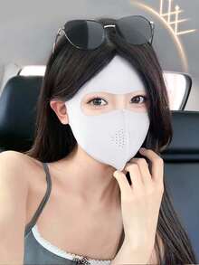 女款夏季防紫外線冰絲3D人體工學防曬面罩，輕盈涼感親膚吸汗，全臉覆蓋不壓耳，可水洗重複使用，網格設計，多色可選，適合海灘露營健行單車開車通勤，母親節開學季夏季戶外活動 - 多款 - 查看 7
