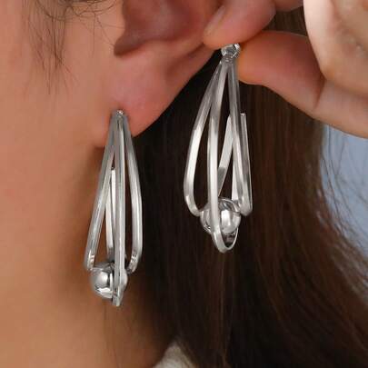 2 piezas Pendientes asimétricos en forma de U de moda minimalista, juego de pendientes de diseño elegante y sofisticado 2026, adecuado para uso diario