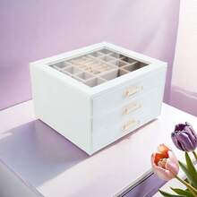 PU Leather Jewelry Box With Mirror, Large Capacity Jewelry Storage Box For Necklaces, Rings, Earrings, Bracelets, Lockable Gift Box With Mirror, Multifunctional Jewelry Organizer Box With Drawers - Portable Jewelry Box - View 24