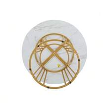 Weiß mit metallbein (1 stück), küchentisch, stabiler metallrahmen, moderne marmor - Oder esstische, frühstückstisch - und frühstückstisch restaurant - Weiss - Übersicht 9
