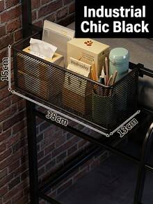 多功能悬挂式收纳篮，耐用网状结构，透气性好，金属材质，男女宿舍或双层床适用，深款收纳篮可放置水瓶、文具、小型电子产品等，床头收纳篮，宿舍必备收纳容器 - 多色 - 查看 6