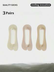1/3/5双装春夏女士分趾袜，超薄隐形防滑袜，两趾浅口冰丝船袜 - 彩色 - 查看 14