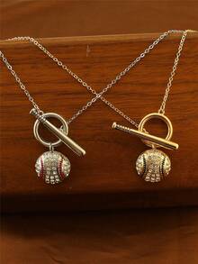 1pc Baseball Bat Pendant Necklace, Cubic Zirconia Inlaid, Sports Theme Jewelry, Women's Gift, Versatile Accessory, Suitable For Daily Wear, Party, Gifting, Unisex - Multicolor - View 4