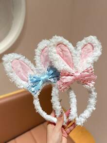 Băng đô cài tóc bằng vải nhung mềm mại hình tai thỏ dễ thương dành cho nữ, kiểu dáng mới, thích hợp cho việc rửa mặt. - Nhiều màu - Xem 4