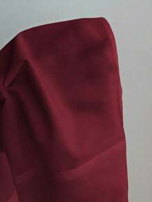 Sexy Collared Side Lace-Up Waist Slim Fit Long Sleeve Blouse For Women - Burgundy - View 7