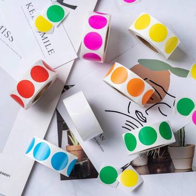 3500 Pieces 3/4 Inch Colored Dot Stickers, 7 Colors 500 Labels Per Roll, Round Color Coding Labels Circle Stickers For Office Classroom Family Organization