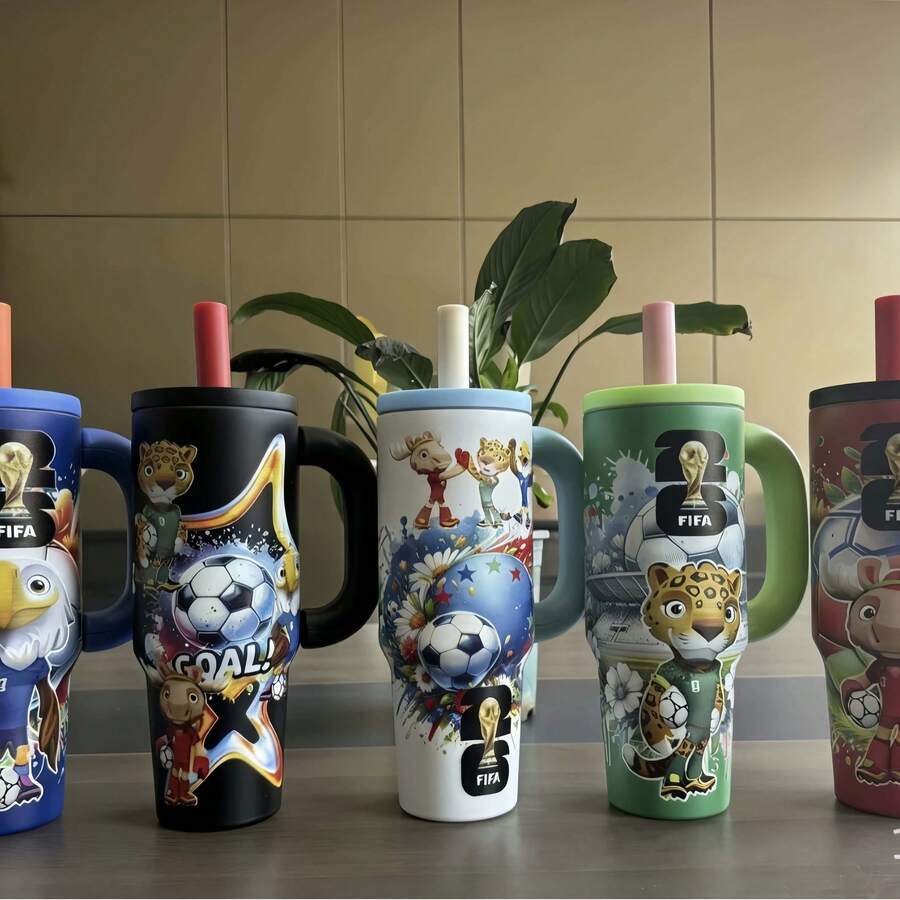 FIFA 新款40盎司世界杯多巴胺保温杯，外观精美，大容量保温杯，时尚冰饮杯 - 彩色 - 查看 1