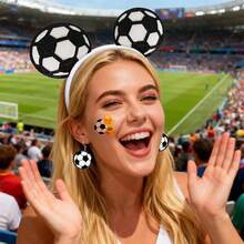 12pcs/Set 2026 World Cup Fan Supplies, Including Headbands, Earrings, Temporary Tattoos, Football Cheering Props - Multicolor - View 7