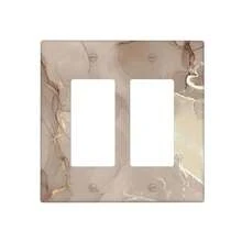 Gold Brown Marble Light Switch Cover 2 Gang Double Rocker Wall Plate Decorative Switchplate Faceplate For Bathroom Kitchen Home Decor Accessories 4.6\ X 4.5\ - 2GangDoubleRocker - View 1