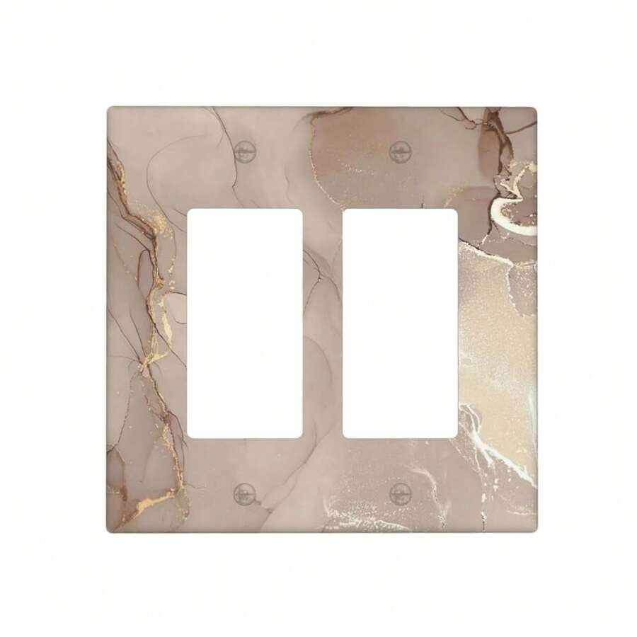 Gold Brown Marble Light Switch Cover 2 Gang Double Rocker Wall Plate Decorative Switchplate Faceplate For Bathroom Kitchen Home Decor Accessories 4.6\ X 4.5\ - 2GangDoubleRocker - View 1