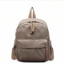 Women's Small Velvet Backpack, Stylish, Solid Color (Without Keychain) - Brown - View 1