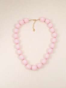 1pc Bohemian Style Round Geometric Plastic Acrylic Beaded Rope Knotted Necklace, Handmade Jewelry Gift For Women, Everyday Wear - Multicolor - View 52