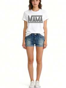 Women's-ShirtPAYEAH 1pcs Cotton Mama Letter Print Crew Neck-Shirt - Soft Mid-Elasticity Polyester Short Sleeve Top Spring & Summer - Relaxed Fit, Casual, Alphabets Pattern, Positioning Printing, Regular Length, Knit Fabric, All Seasons Wear Heavy Cotton ShirtFashionable Women's Clothingshirts,Clothes,White Top,Graphic Tee,Suitable Gym, Workouts, Everyday Casual Wear, And Street Style. - 白色 - 查看 8