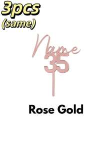 1/3/5pcs Custom Name & Age Acrylic Cake Toppers, Personalized Mirror Gold/Silver/Rose Gold Cursive Script Cake Decor, Perfect For Birthday Party, 30th/40th/50th Milestone Birthday, Anniversary, Wedding, Bridal Shower, Baby Shower, Graduation Season, Easter, Mother's Day, Father's Day, Ideal For Cake Decor, Party Favors, Photo Booth Props & Commemorative Keepsakes - Multicolor - View 18