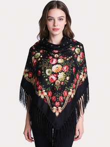 Khăn choàng in họa tiết hoa cổ điển, khăn quàng cổ dáng vuông, khăn turban truyền thống dành cho nữ, phù hợp mọi mùa, đi biển, đi nghỉ mát. - Nhiều màu - Xem 2