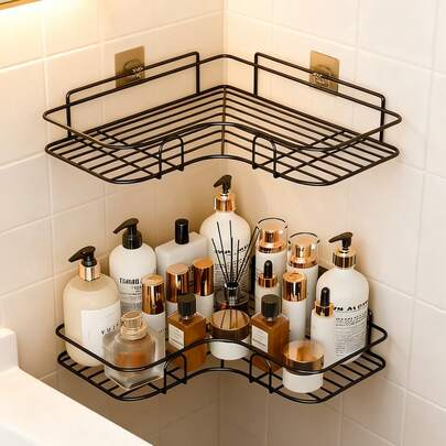 1 kệ sắt phòng tắm, giá đựng đồ hình tam giác, giá treo tường phòng tắm, giá đựng mỹ phẩm.