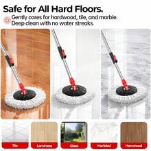 Uncut SteelColorful 360° Spin Mop And Bucket Set With 3 Microfiber Refills 61in Stainless Steel Adjustable Extendable Pole Plastic Bucket For General Cleaning - A - Xem 6