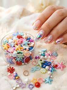 Bestselling Nail Art Resin Bow Ribbon, ABS Asymmetrical Pearl, Heart, Five-Pointed Star Mixed Styles - Multicolor - View 2