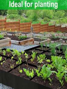 Chậu trồng cây nâng cao kiểu mới năm 2026, 4/8 ngăn thông gió, kiểu dáng hiện đại, chống chịu thời tiết, hình chữ nhật chống thấm nước, có cố định xuống đất, thích hợp trồng rau, hoa và thảo mộc, túi trồng cây lớn thoáng khí. - màu đen - View 2