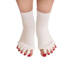 Women Toe Separator Socks Toeless Foot Alignment Socks For Yoga GYM Massage Pain Relief Improves Circulation Stretchy - White - View 1