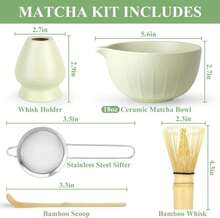 Matcha Whisk Set, Matcha Bowl With Spout, Matcha Whisk &Amp; Holder, Stainless Sifter And Bamboo Scoop, Complete Matcha Kit Gift For Matcha Lovers &Amp; Starter - 白色 - 查看 8