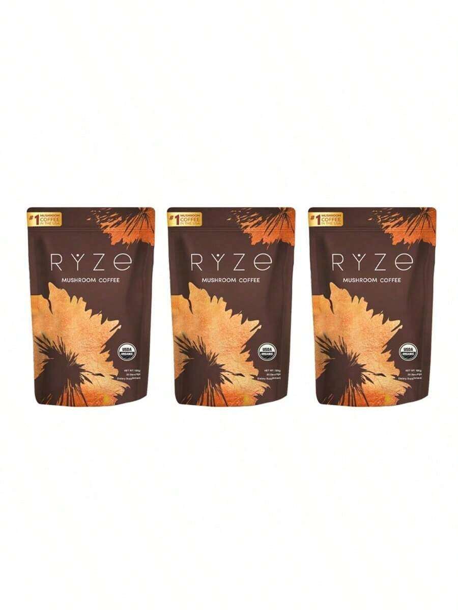 Mushroom Medium Roast Coffee USDA Organic With 6 Adaptogenic Mushrooms, USA Grown Instant Coffee For Better Energy, Focus Digestion Immunity With Lions Mane & Turkey Tail - 3PCS - 查看 1