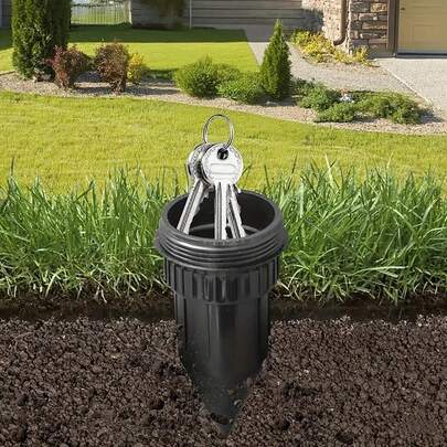 1pc Outdoor Sprinkler Head Key Holder, Simulation Sprinkler Design Hidden Key Box, Secure Key Storage Hider For Yard Lawn Patio Decoration