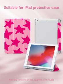 1pc Neon Pink Star Pattern Flat Protective Case, Suitable Compatible With Ipad 10.2 Inch 2021/2020 10th/9th/8th Gen, (A16) 11 Inch 11th Gen 2025, Galaxy Tab A8 10.5 Inch 2022, Tablet Protective Cover With Pencil Slot, Auto Sleep/Wake Function, Best Gift Choice For Holidays - Multicolor - View 4