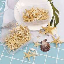50pcs Mini Natural Starfish Micro Landscape Beach Wedding Nautical Decor Resin Handmade DIY Vase Filler Small Star Shaped Seashells Beach Decor, Suitable For DIY Jewelry Making, Fish Tank/Bathroom Home Decor, Party Candle Wedding Decor, Handcraft Best Birthday Graduation Gift, Size 0.4"-1" - Multicolor - View 3