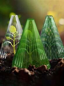 透明塑料植物罩 - 可重复使用的迷你温室，防霜冻、遮阴、防鸟防蜗牛，植物生长和园艺必备工具 - 多色 - 查看 3
