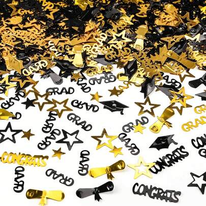 2026 金色和黑色 200 片毕业庆典彩纸，祝贺 2026 届毕业生彩纸，2026 毕业派对餐桌中心装饰