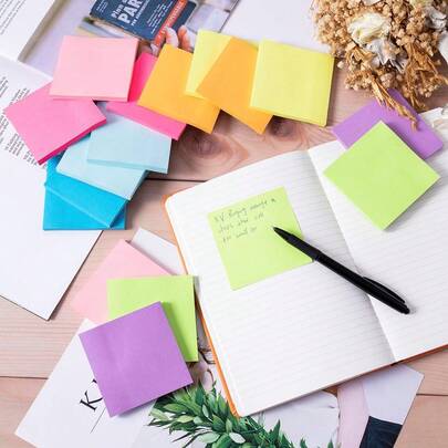 (16 bloczków) samoprzylepnych notatek, 7,5 x 7,5 cm, wielokolorowe samoprzylepne bloczki, artykuły szkolne, artykuły biurowe, notatki do sklepu świątecznego, prezent świąteczny dla nauczyciela i organizacja życia codziennego