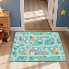 1pc Light Green Cartoon Road Pattern Carpet, Soft Play Mat, Suitable For Bedroom, Game Room, Activity Corner, Multiple Sizes Available, Suitable For Living Room Carpet, Carpet, Living Room Area Rug, Area Small Rug, Mat, Home Decor, Large Living Room Carpet, Living Room Home Decor, Room Decor, Washable Carpet - Multicolor - View 6