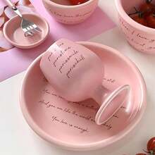 Pink Matte Stemware, Minimalist Cute Girly Home Glassware - Pink - View 4