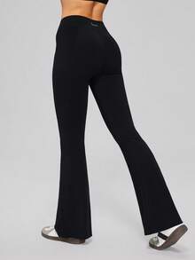 MASKERT High Elasticity Skin-Friendly Flared Yoga Pants, Women's, Soft Fitted Flared Casual Sports Pants - Black - View 3