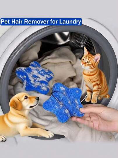1-6pcs Reusable Pet Hair Remover, Star-Shaped Hair Cleaning Balls, Suitable For Laundry. Can Reduce Clothing Wrinkles And Shorten Drying Time. Washing Machine Filter Cleaner, Collects Fabric Fibers And Pet Hair, Captures Cat/Dog Fur, No Power Needed, For Washer And Dryer