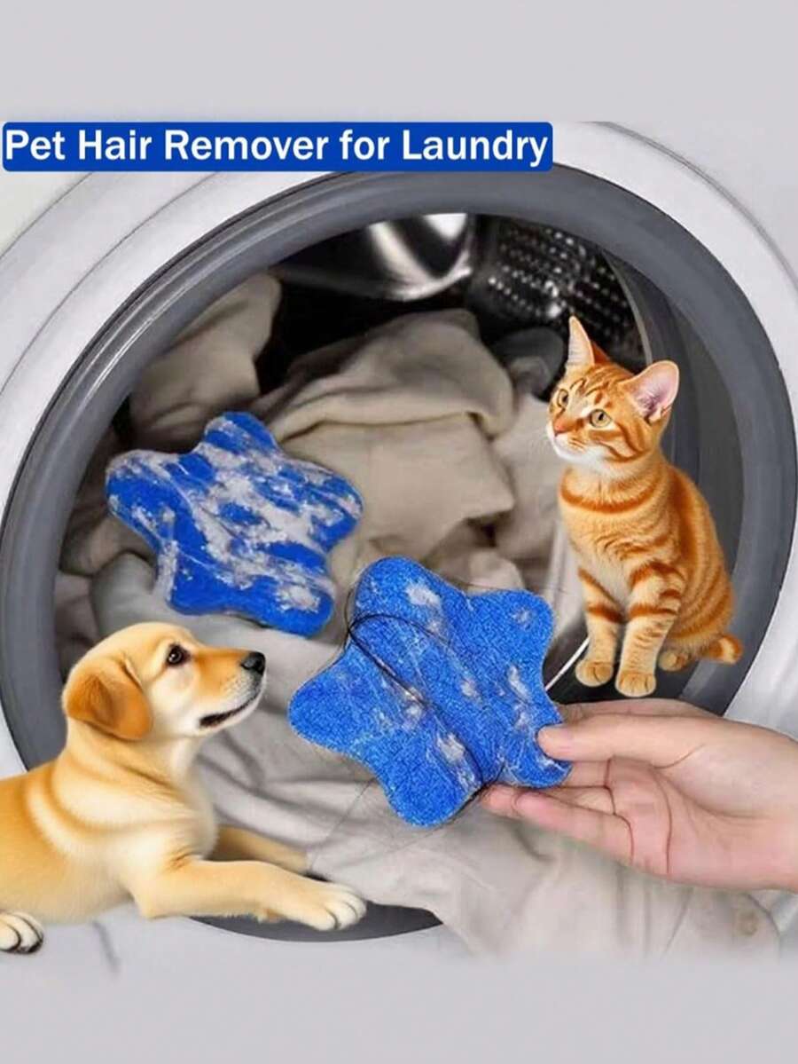 1-6pcs Reusable Pet Hair Remover, Star-Shaped Hair Cleaning Balls, Suitable For Laundry. Can Reduce Clothing Wrinkles And Shorten Drying Time. Washing Machine Filter Cleaner, Collects Fabric Fibers And Pet Hair, Captures Cat/Dog Fur, No Power Needed, For Washer And Dryer - Multicolor - View 1