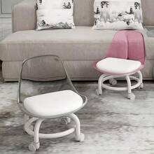 Universal Wheel Small Stool Acrylic Pulley Small Chair Movable Back Stool Household Wheeled Low Stool Universal Wheel Small Stool Household Small Bench Pulley Low Stool Living Room - Multicolor - View 2