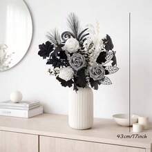 1 Set Includes Roses, Willow Leaves, Eucalyptus Leaves, Artificial Reeds, Maple Leaves, And Other Floral Bouquets | High-End Home Decor Flowers | Permanent Floral, Exquisitely Handmade | Suitable For Weddings, Parties, Festivals, Office Decoration | Unique Modern Style - Multicolor - View 2