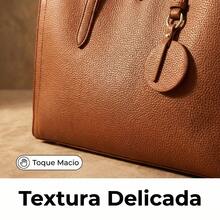 Bolsa Feminina Grande Capacidade Tote Elegante Impermeável Couro Sintético Trabalho Escritório Dia a Dia Casual Alça Ajustável Resistente Moda - Preto - Visão 6