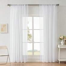 2 tấm rèm voan mỏng nhẹ màu trắng - Trang trí cửa sổ thanh lịch cho phòng ngủ, phòng khách, nhà bếp - 2pcs - Xem 18