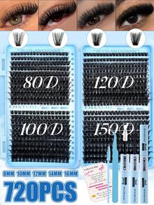 800PcsDCurl Segmented Lash Clusters,10D-150D Mixed Volume,8-18mm Lengths.Natural Fluffy Thick Lashes,Beginner-Friendly & Long-Lasting Comfortable Wear.Full Kit With Glue, Setting Solution,Tweezers & Brush,Perfect For Parties,Gatherings And Travel - Multicolor - View 15