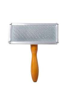 1pc Simple Wooden Handle Pet Grooming Brush - Grey - View 4