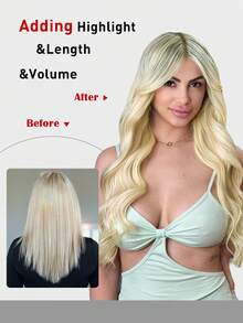 Tóc nối kẹp SUYYA 14 inch làm từ tóc người Remy tự nhiên, màu vàng bạch kim, tóc thật thẳng mượt, dành cho nữ. - S613 - Xem 10