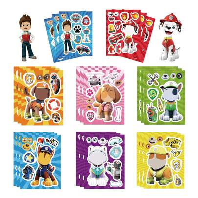  1set/8pcs Paw Patrol Children's Anime Cartoon Parent-Child Interactive Puzzle DIY Stickers, Perfect Decorative Stickers, Holiday Gifts