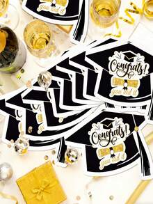 Cartoon Graduation Cap Black Disposable Paper Napkins, Festive Table Decor Napkins. Perfect For Graduation Season And School Celebration Table Settings. - Multiple Styles - View 6