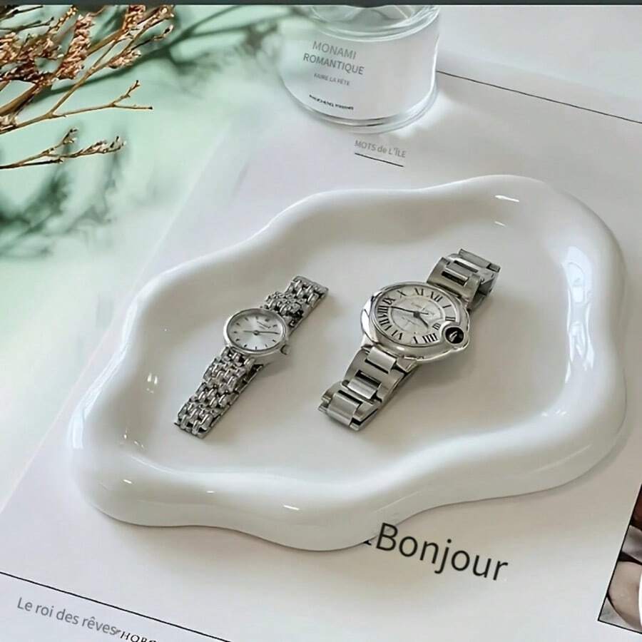 1 khay đựng trang sức bằng nhựa hình đám mây, thích hợp để đựng chìa khóa, bông tai, dây chuyền, xà phòng, trang sức, tinh dầu thơm, dùng trong văn phòng, phòng khách, tủ ở lối vào, khay đựng trang sức đa năng.