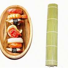 1/2/3片装绿色竹制寿司卷帘，手工寿司工具，24x24厘米紫菜卷帘 - 查看 6