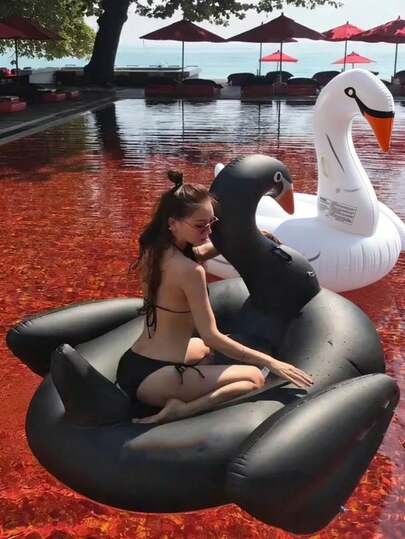 1 pieza Flotador de cisne inflable grande - Material de PVC duradero, balsa flotante para adultos, adecuado para piscina de verano, fiesta en la playa, paseo flotante, recreación acuática de verano